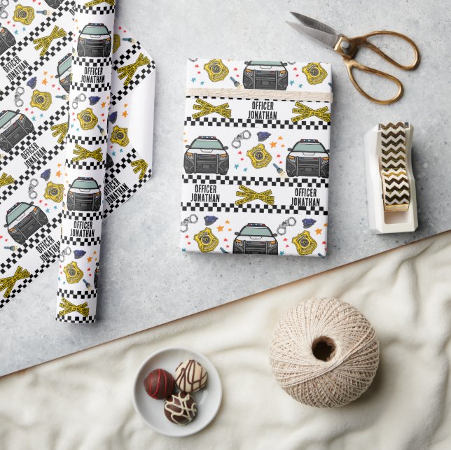 Födelsedagsfest för polisbil presentpapper (Hantverk)