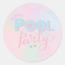 Födelsedagsfest för poolparty för alla åldrar runt klistermärke