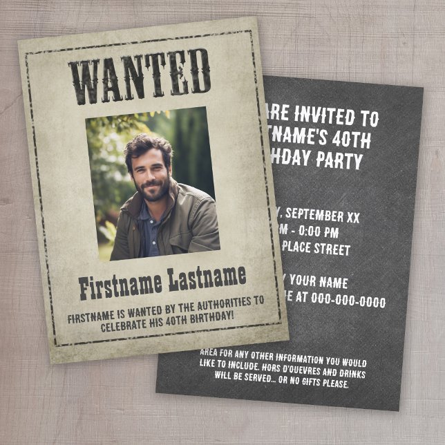 Födelsedagsfest för Poster vilda western Inbjudningar (wanted - wild west birthday party invitation)