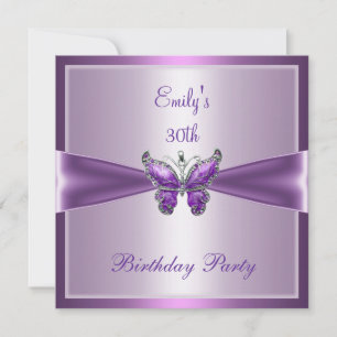 Födelsedagsfest för Purple Mauve Butterfly 30 år Inbjudningar
