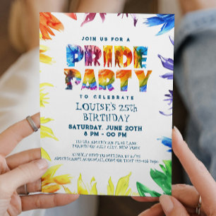Födelsedagsfest för Rainbow Brev och Backround Pri Inbjudningar