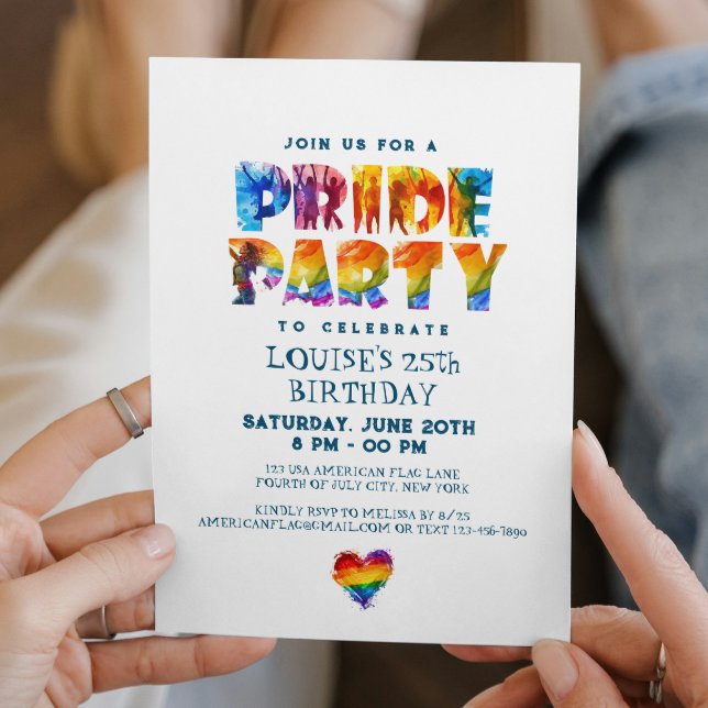 Födelsedagsfest för Rainbow Färgad Brev Pride Inbjudningar (Skapare uppladdad)