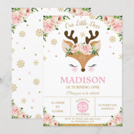Födelsedagsfest för renare Blommigt Snöflingor Win Inbjudningar
