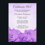 Födelsedagsfest för ro 80th för vintage inbjudningar<br><div class="desc">Är 80th födelsedagsfest inbjudan för den eleganta lilaron ett härligt långt som inviterar dina gäster. Skräddarsy lätt för ditt party!</div>