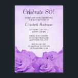 Födelsedagsfest för ro 80th för vintage inbjudningar<br><div class="desc">Är 80th födelsedagsfest inbjudan för den eleganta lilaron ett härligt långt som inviterar dina gäster. Skräddarsy lätt för ditt party!</div>