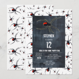 Födelsedagsfest för röd och svart spider inbjudningar