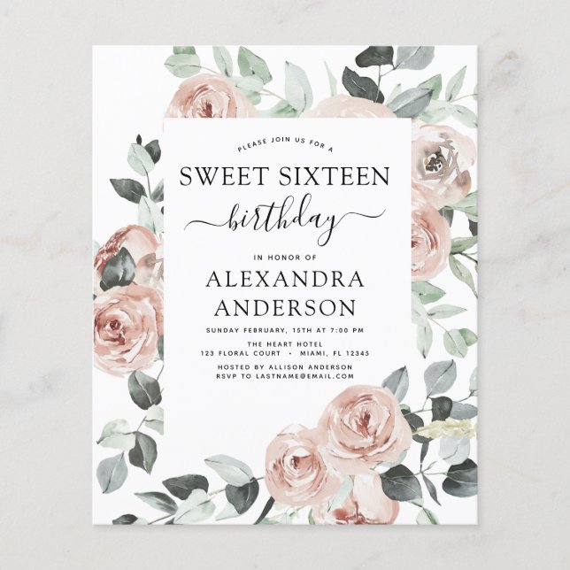 Födelsedagsfest för Rosa av budgetanpassad Sweet s Flygblad (Framsidan)