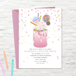 Födelsedagsfest för Rosa av Crazy Milkshake Candy  Inbjudningar
