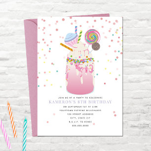 Födelsedagsfest för Rosa av Crazy Milkshake Candy Inbjudningar