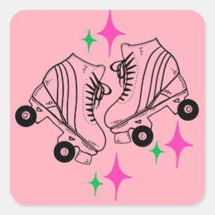 Födelsedagsfest för Rosa av roller Skates Derby Sk Fyrkantigt Klistermärke