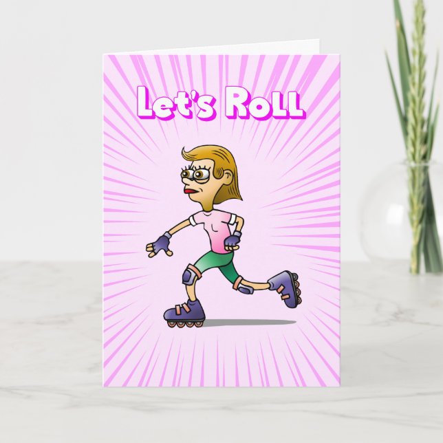 Födelsedagsfest för Rosa av rullskridskor Inbjudan (Framsida)