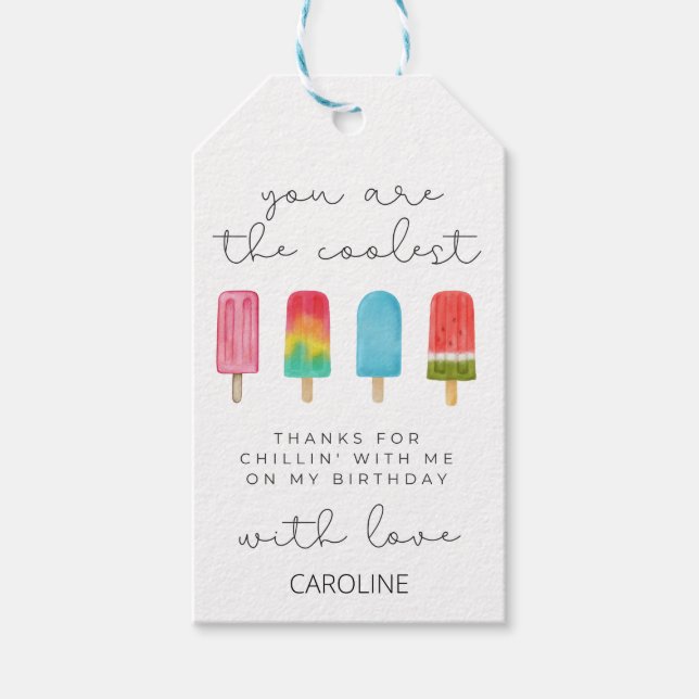 Födelsedagsfest för rosa Bassäng-kylning Presentetikett (Framsidan)