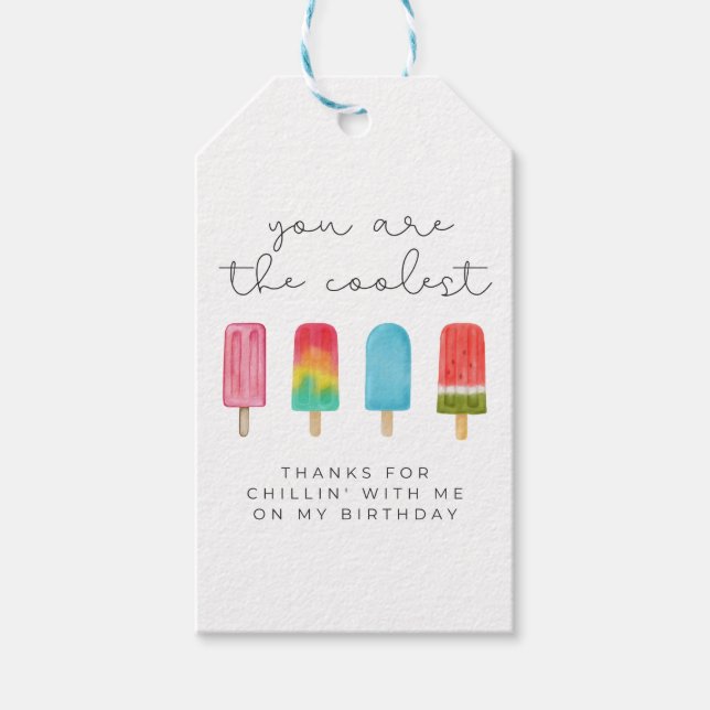 Födelsedagsfest för rosa Bassäng-kylning Presentetikett (Framsidan)