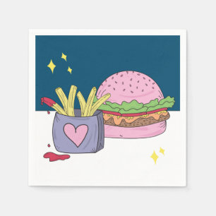 Födelsedagsfest för Rosa Burger och Fries Pappersservett