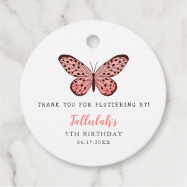 Födelsedagsfest för Rosa-Butterfly-tema Gåvor Etiketter