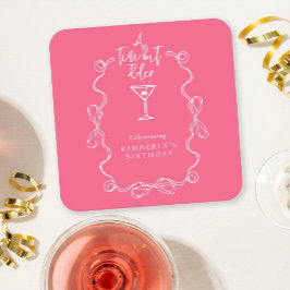 Födelsedagsfest för Rosa i Hand plockade med liten Underlägg Papper Kvadrat