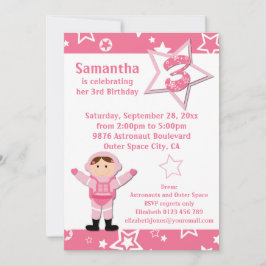 Födelsedagsfest för rosa stjärnor för astronaut inbjudningar
