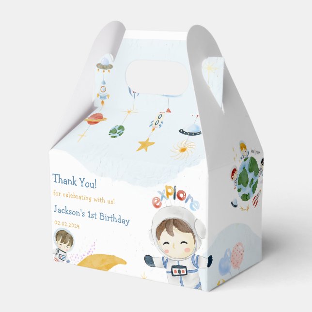 Födelsedagsfest för rymden-planeter och Frakt Presentaskar (Framsidan Sidan)