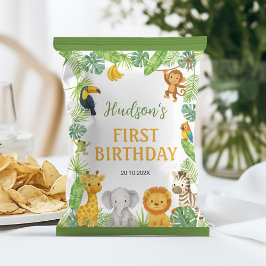 Födelsedagsfest för Safari-djur Chipspåse Omslag Reklamblad