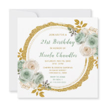 Födelsedagsfest för Sage Grönt och Guld Elegant Fl