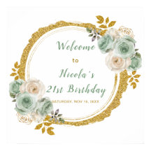 Födelsedagsfest för Sage Grönt och Guld Elegant Fl