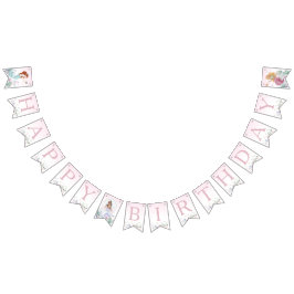 Födelsedagsfest för Sjöjungfru av vattenfärg Vimplar