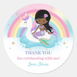 Födelsedagsfest för sjöjungfru och Unicorn Bassäng Runt Klistermärke