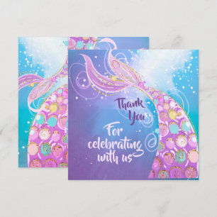 Födelsedagsfest för sjöjungfru tack kort