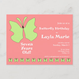 Födelsedagsfest för sjunde födelsedagar med fjäril vykort