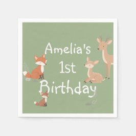 Födelsedagsfest för skogsdjur pappersservett