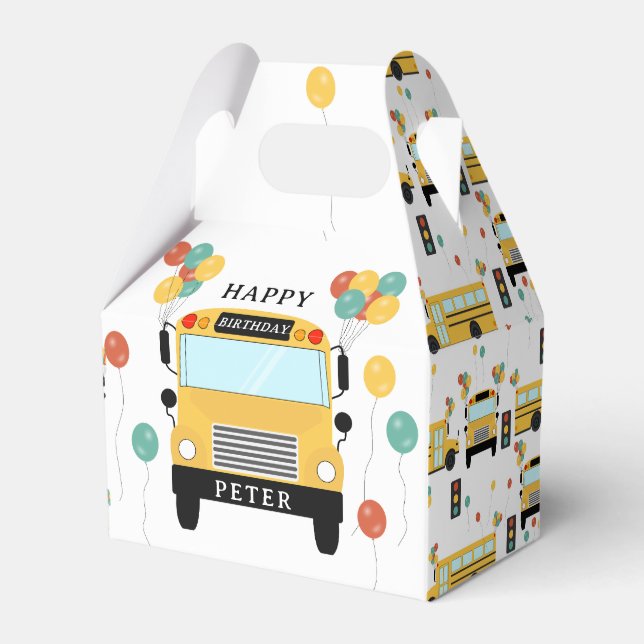 Födelsedagsfest för skolbussbarn presentaskar (Framsidan Sidan)