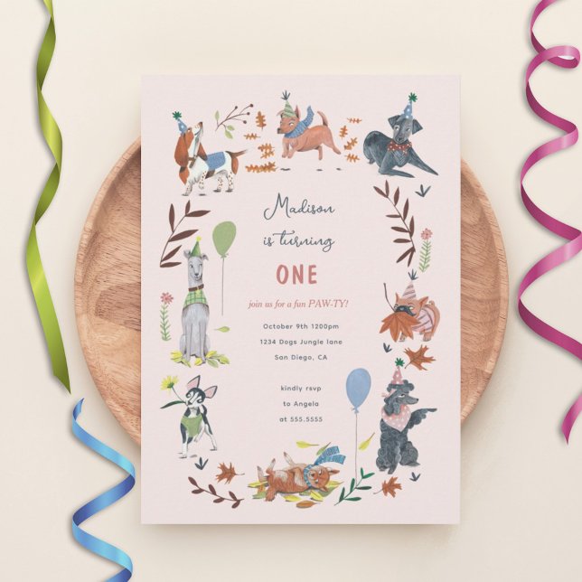 Födelsedagsfest för söta valpar hundar Inbjudan (Skapare uppladdad)