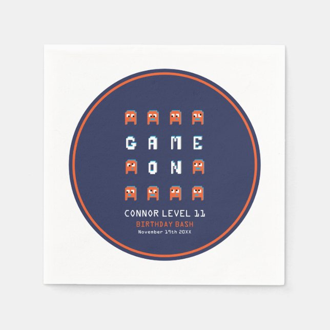 Födelsedagsfest för spel i Alien-monster orange Pappersservett (Framsidan)