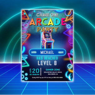 Födelsedagsfest för spelgrafik med nybörjare inbjudningar