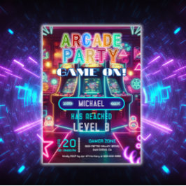 Födelsedagsfest för spelgrafik med nybörjare inbjudningar