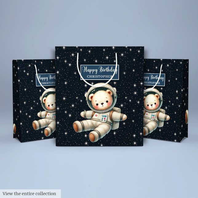 Födelsedagsfest för spets för spjutspets (Cute Space Bear Gift Bag for Boy Birthday Party)