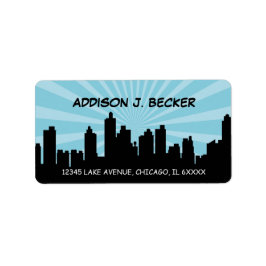 Födelsedagsfest för superhjälte-Tecknad, adresseti Adressetikett