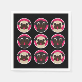 Födelsedagsfest för svarta och trampade pug-huvude pappersservett