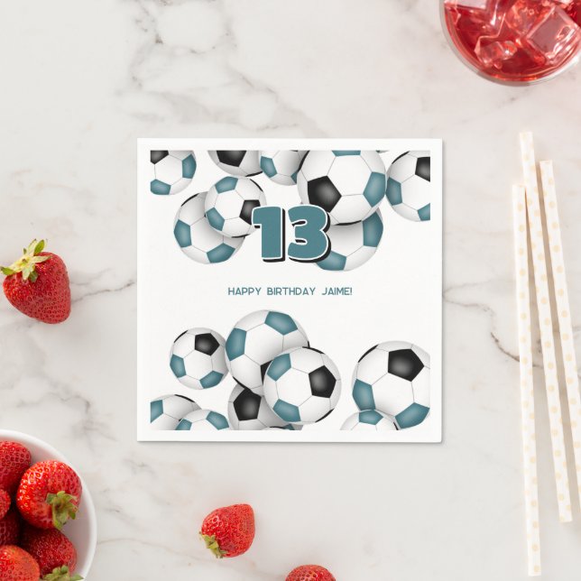 födelsedagsfest för tealtsoccerkulor pappersservett (Insitu)