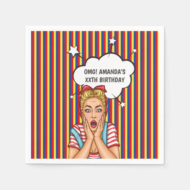 Födelsedagsfest för Tecknad av popup-bild Pappersservett (Framsidan)