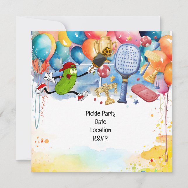Födelsedagsfest för temat Pickleball Inbjudningar (Framsida)