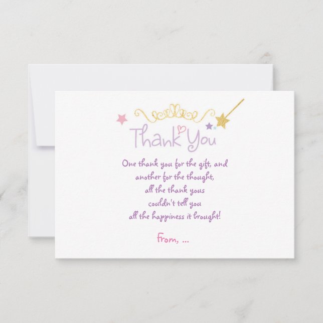 FÖDELSEDAGSFEST FÖR TRYCESS Anpassningsbar TACK DU Kort (Framsida)