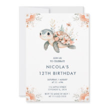 Födelsedagsfest för Turtle-Blommigt