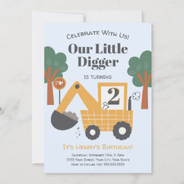 Födelsedagsfest för två års gammalt byggtema inbjudningar