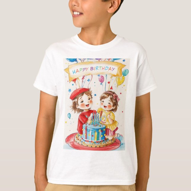 Födelsedagsfest för Twillingar T-Shirt (Boy) (Framsida)