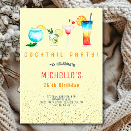 Födelsedagsfest för vattenfärg Cocktail för vuxnor Inbjudningar