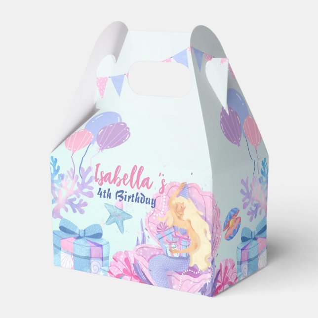 Födelsedagsfest för vattenfärg i cute-Sjöjungfrun  Presentaskar (Framsidan Sidan)