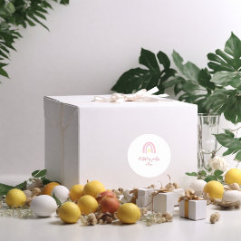 Födelsedagsfest för vattenfärgregnavets rosa gult runt klistermärke