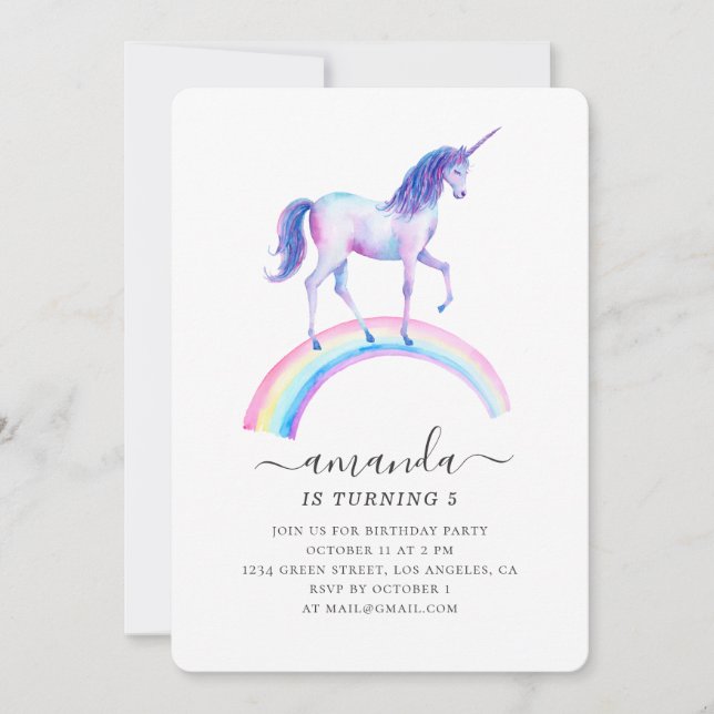 Födelsedagsfest för vattenfärgsegenmajs. Flicka Inbjudningar (Framsida)