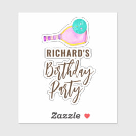 Födelsedagsfest för vattenfärgstema Pickleball Lig Klistermärken